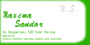 maxima sandor business card